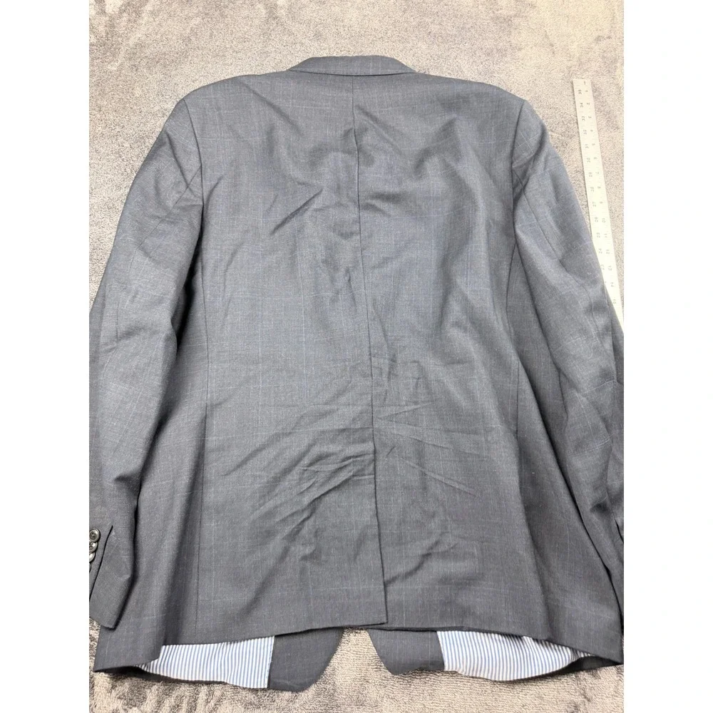 Banana Republic Mens 48L Modern Slim Fit Grey Wool Glen Plaid Blazer Jacket